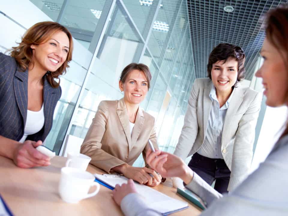 Female being interviewed for tech job